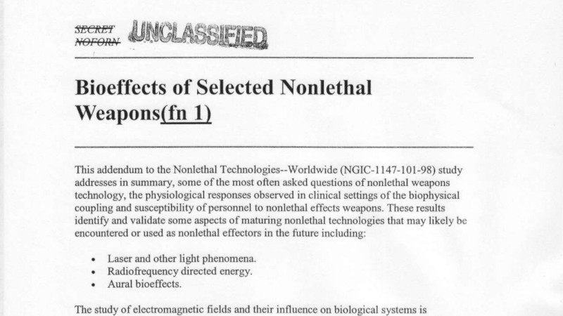 Bioeffects Of Selected Non-Lethal Weapons